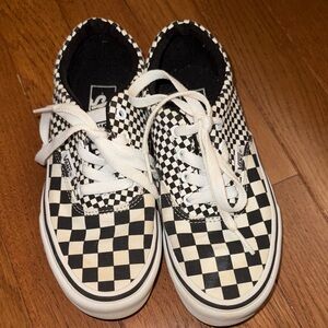 Vans Kids Checkerboard Lace-Up Sneakers - Black & White